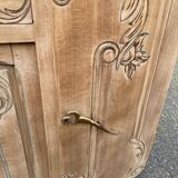 Buffet parisien art déco vintage rénové en bois massif et marbre gris 150cm