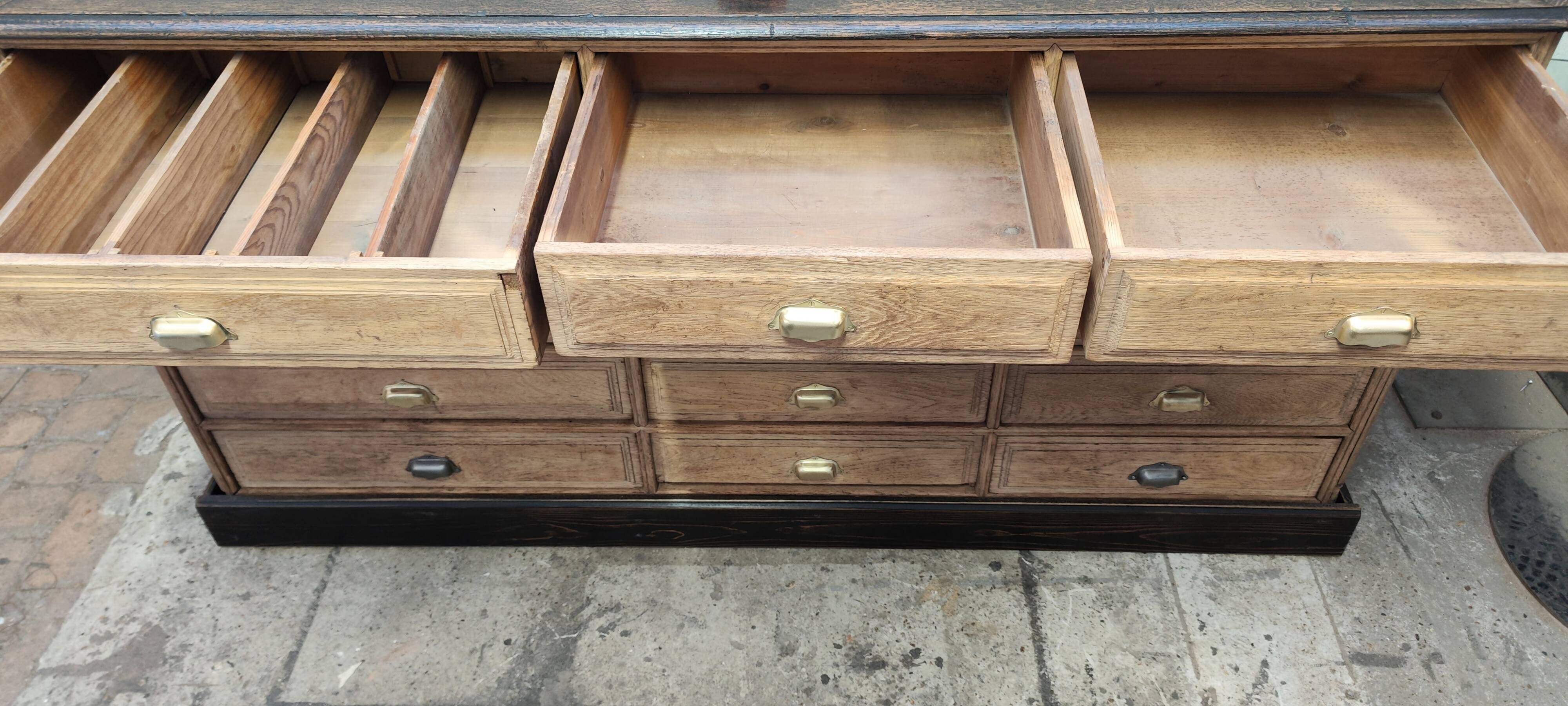 Old oak cabinet with fifteen drawers