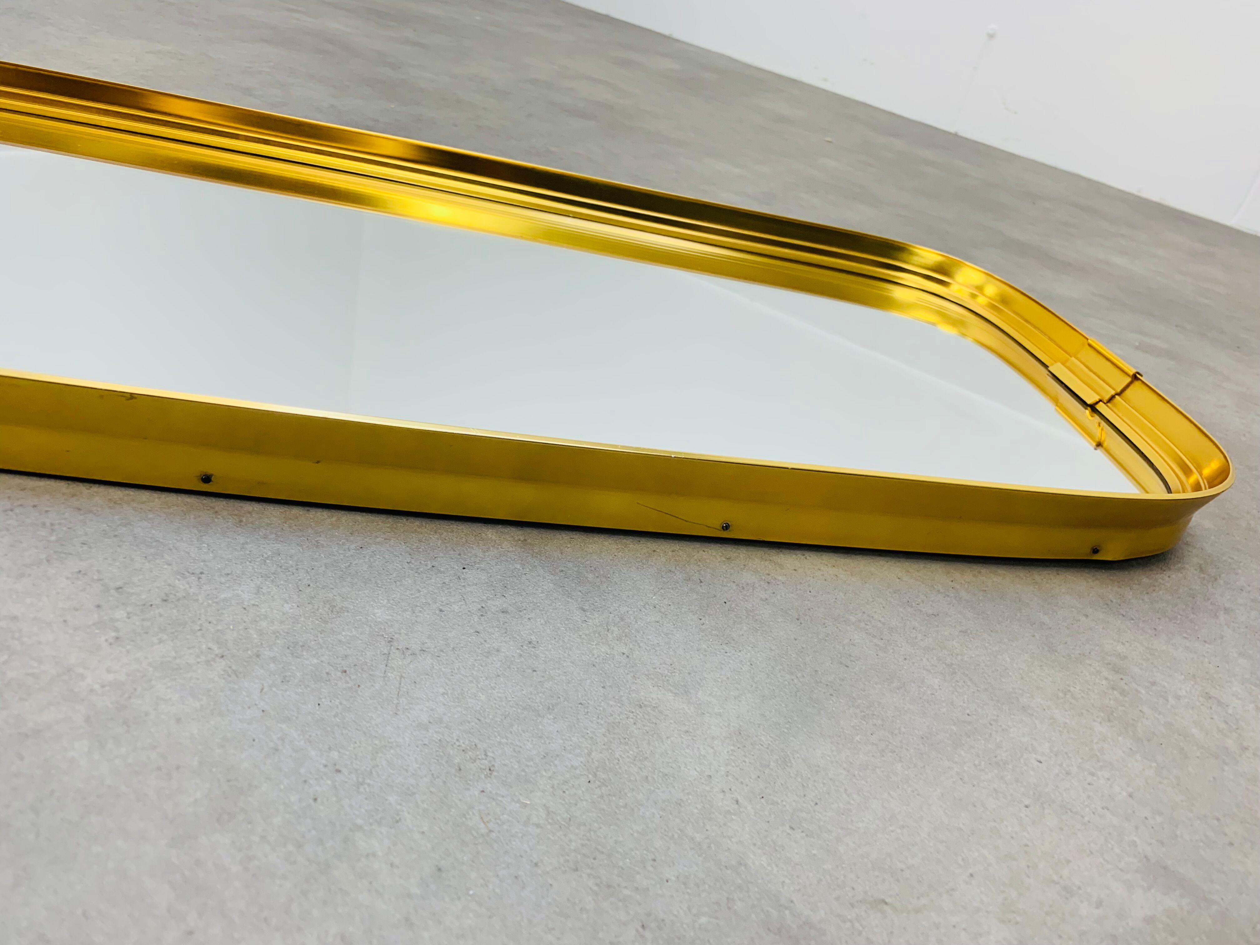 Mirror rearview mirror gold strapping Schönform 60s