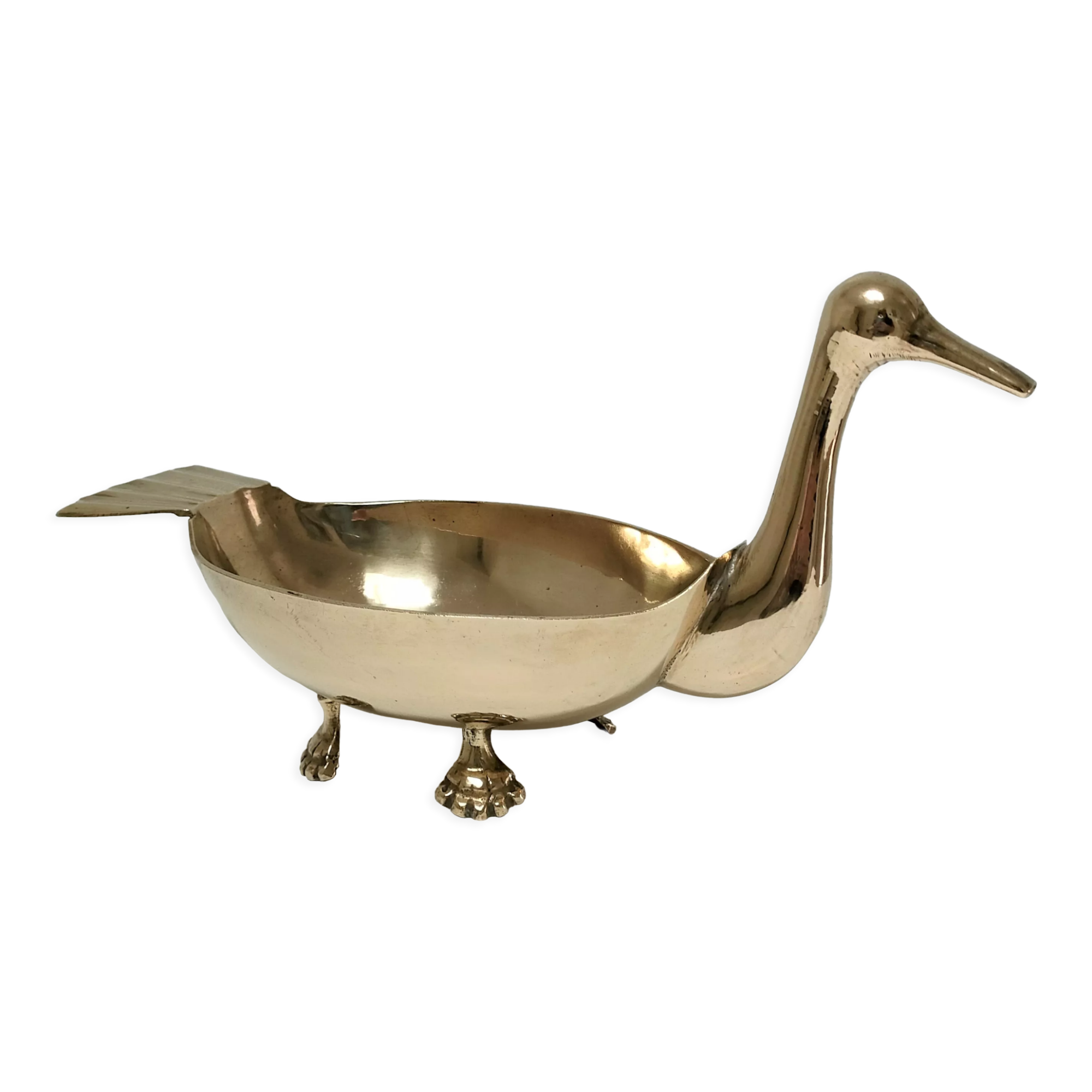 Zoomorphic cut brass bird 70s