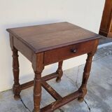 Antique 1900s Solid Oak Rustic Farmhouse Console Side Table