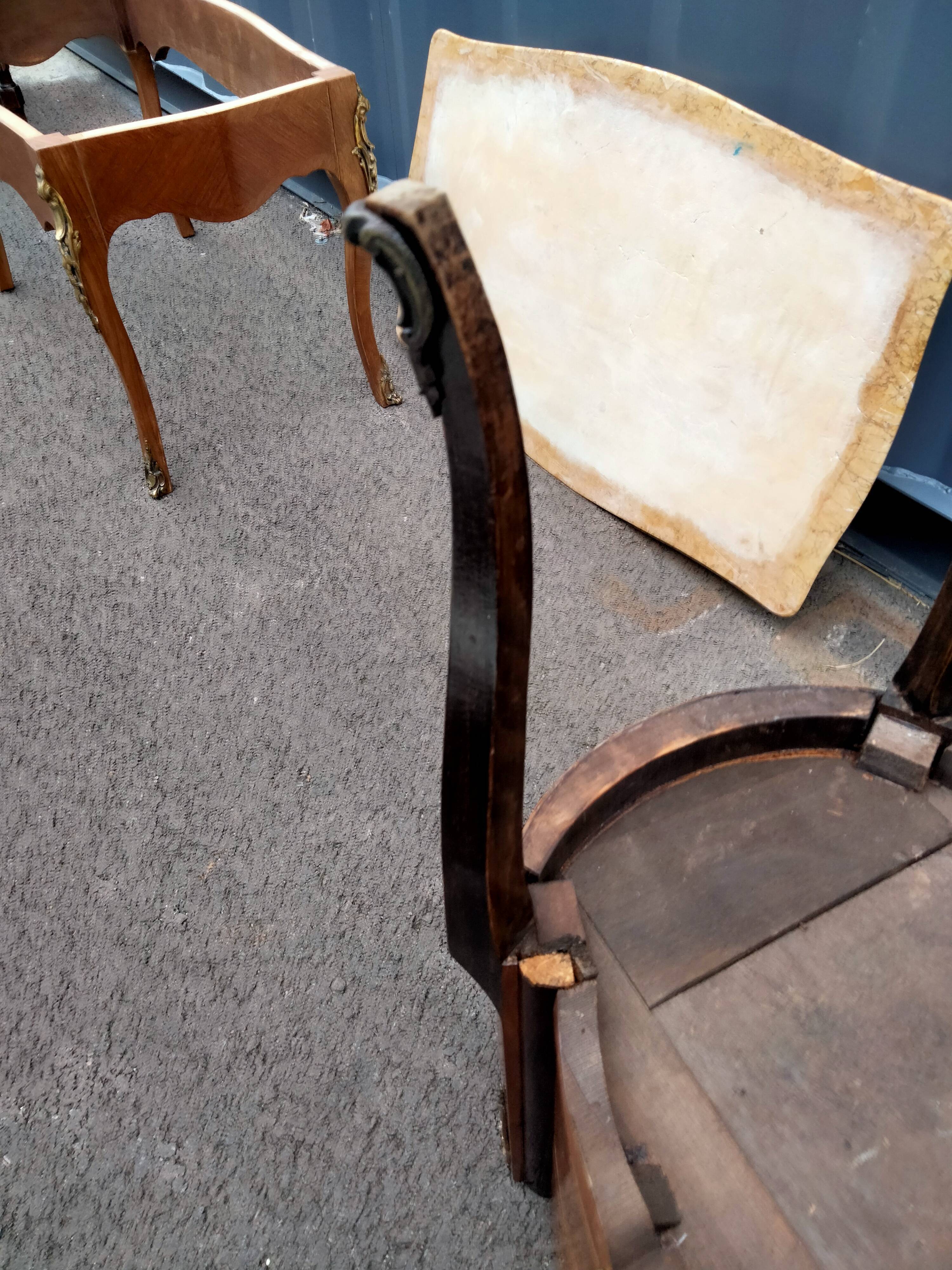 Chest of drawers old marquetry marble top style louis xvi