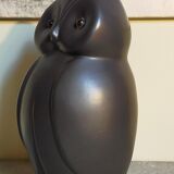 Potter's owl signed in vintage black ceramic