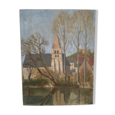 Oil on wood signed 1953