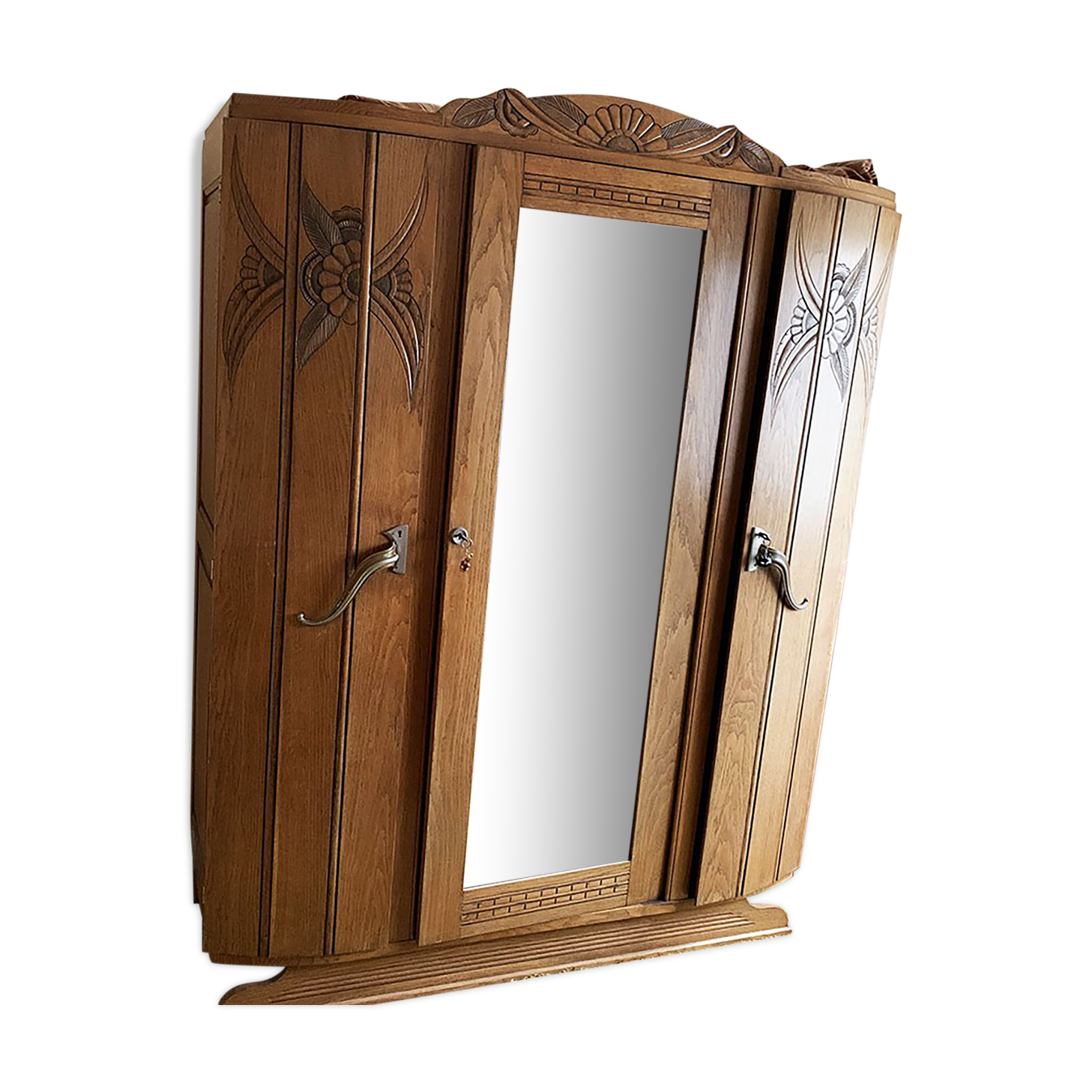 Old art deco solid oak cabinet