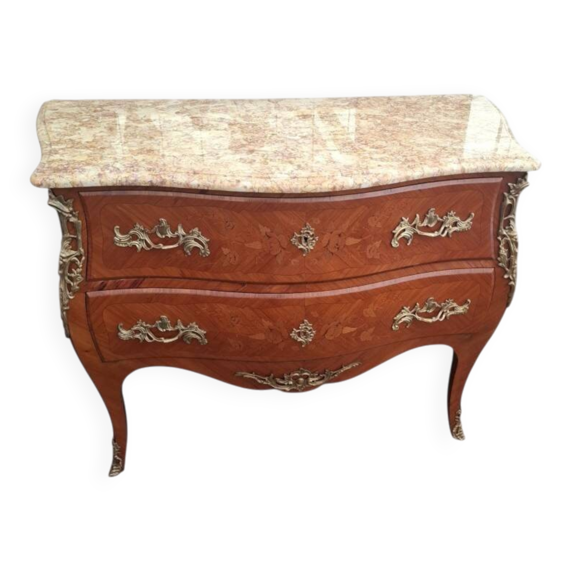Commode de style Louis XV en marqueterie