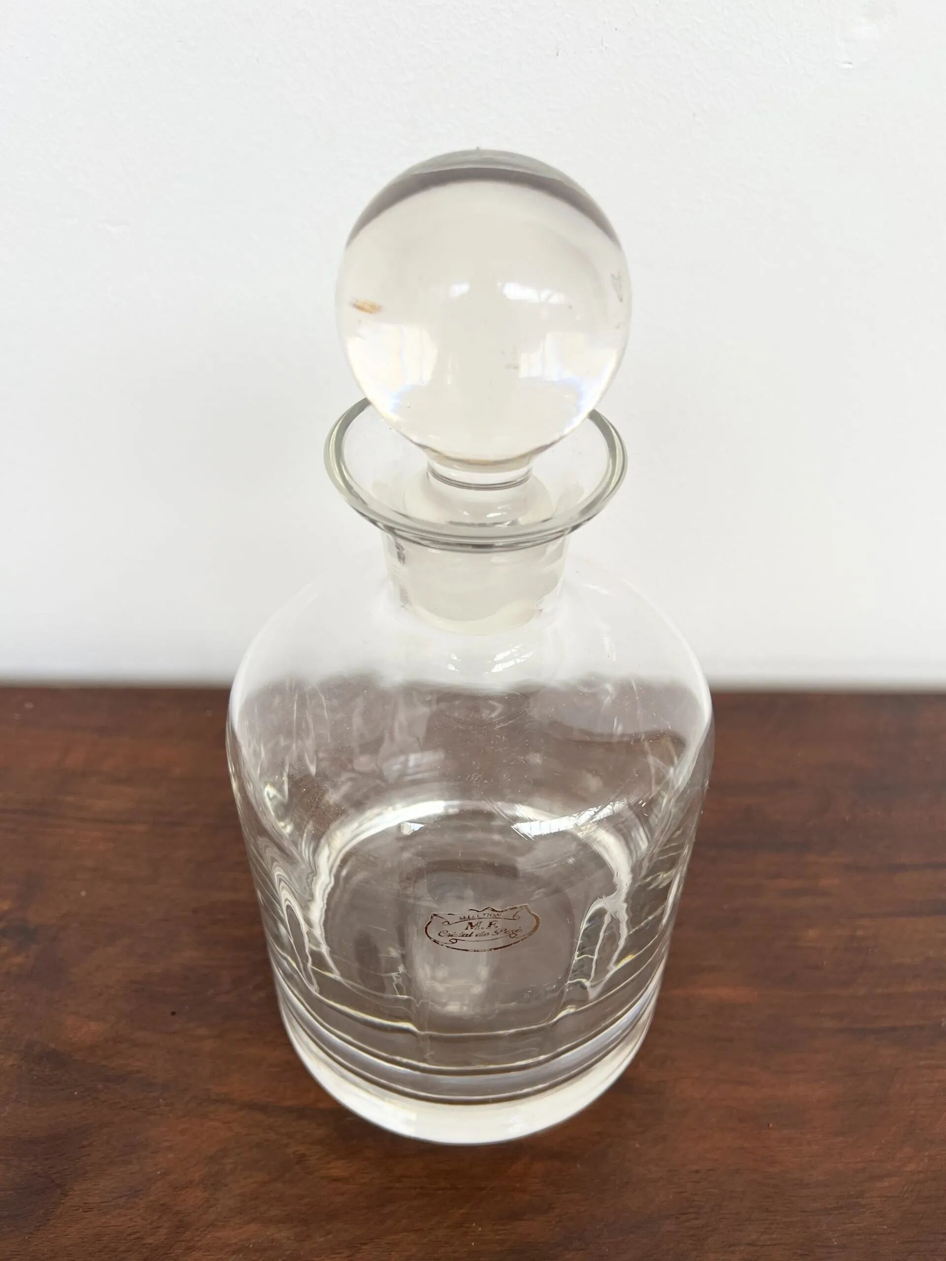 Carafe à whisky vintage en cristal de Paris avec étiquette d’origine