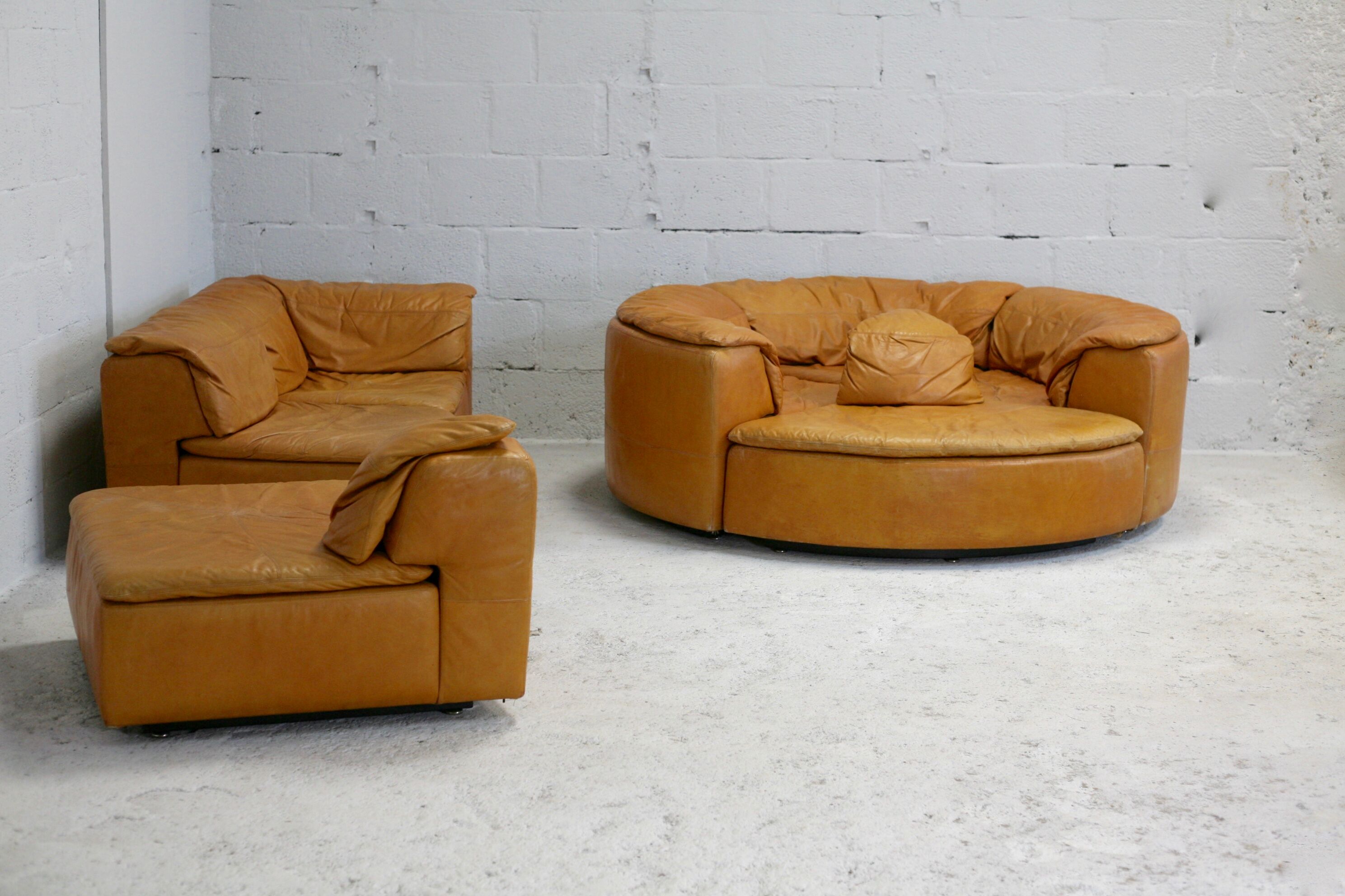 Leather modular sofa, 7 elements, 70s