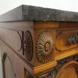 Louis XIV style sideboard in walnut and marble