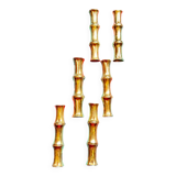 Set of 6 brass knife holders in the shape of a bamboo from the 60s