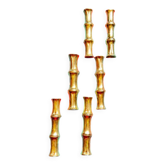 Série de 6 porte-couteaux laiton forme bambou années 60