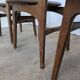 Set of 3 Vintage Wooden Dining Chairs with Brown Leather Seats / Mid-Centur