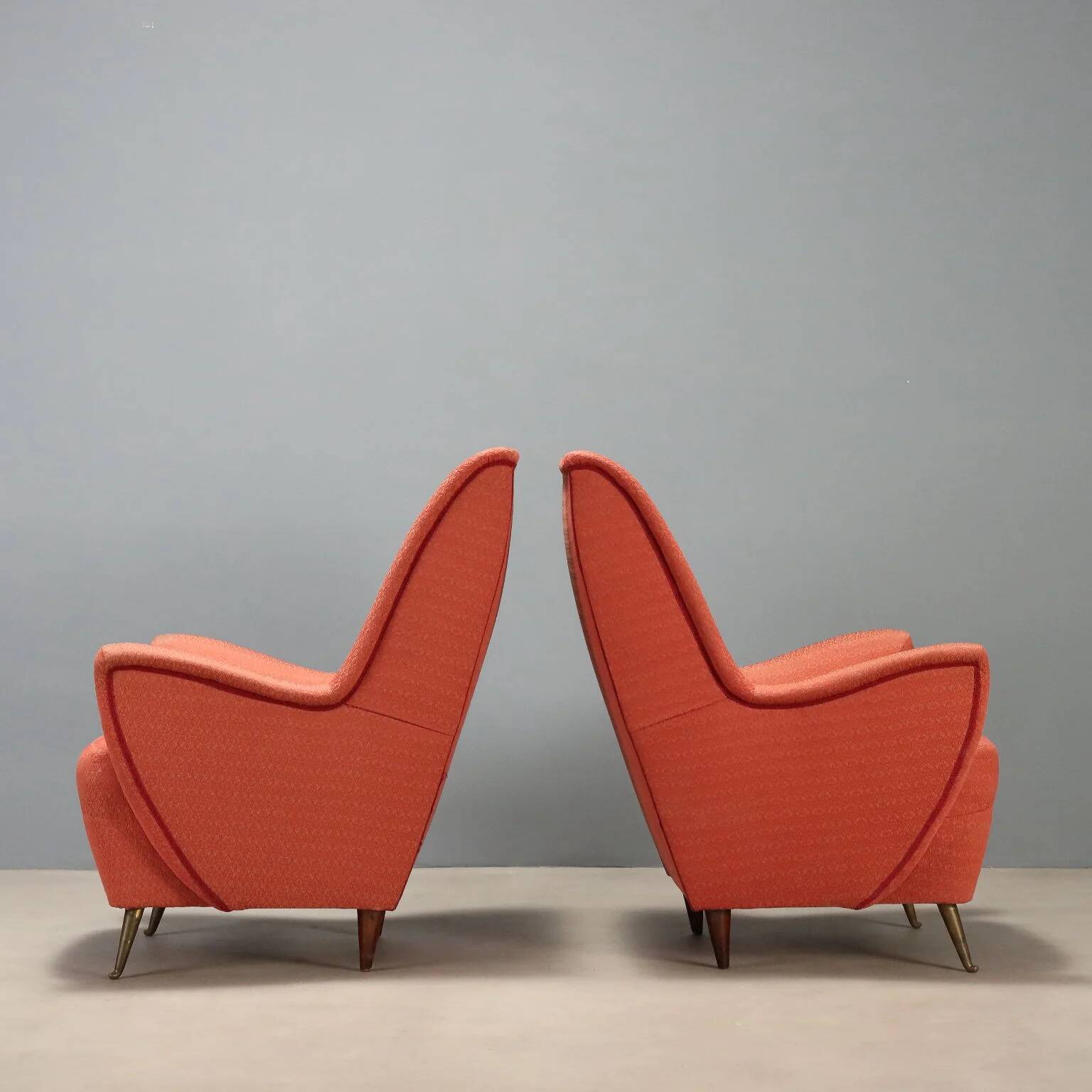 Pair of vintage fabric armchairs from the 1950s.