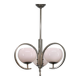 Art Deco nickel chandelier with light-pink opaline shades, Czechoslovakia, 1930s