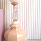 Lampe à poser opale rose, verre et laiton