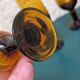 vintage amber footed glasses, 1970s