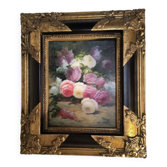 Oil on panel signed "Thierry" - Ornate frame