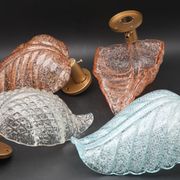 Set of 2 Wall Light Pink colour Murano Glass Leave by Barovier e Toso, 1950