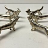 6 Vintage Silver Metal Knife Rests - Elegant Fox Design