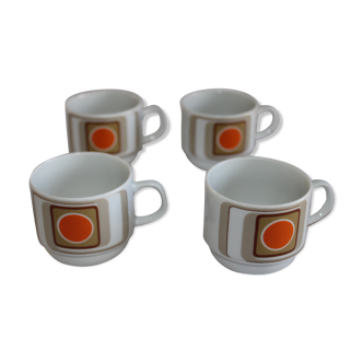 Set of 4 coffee cups and its milk pot Bareuther Waldsassen Bavaria Germany