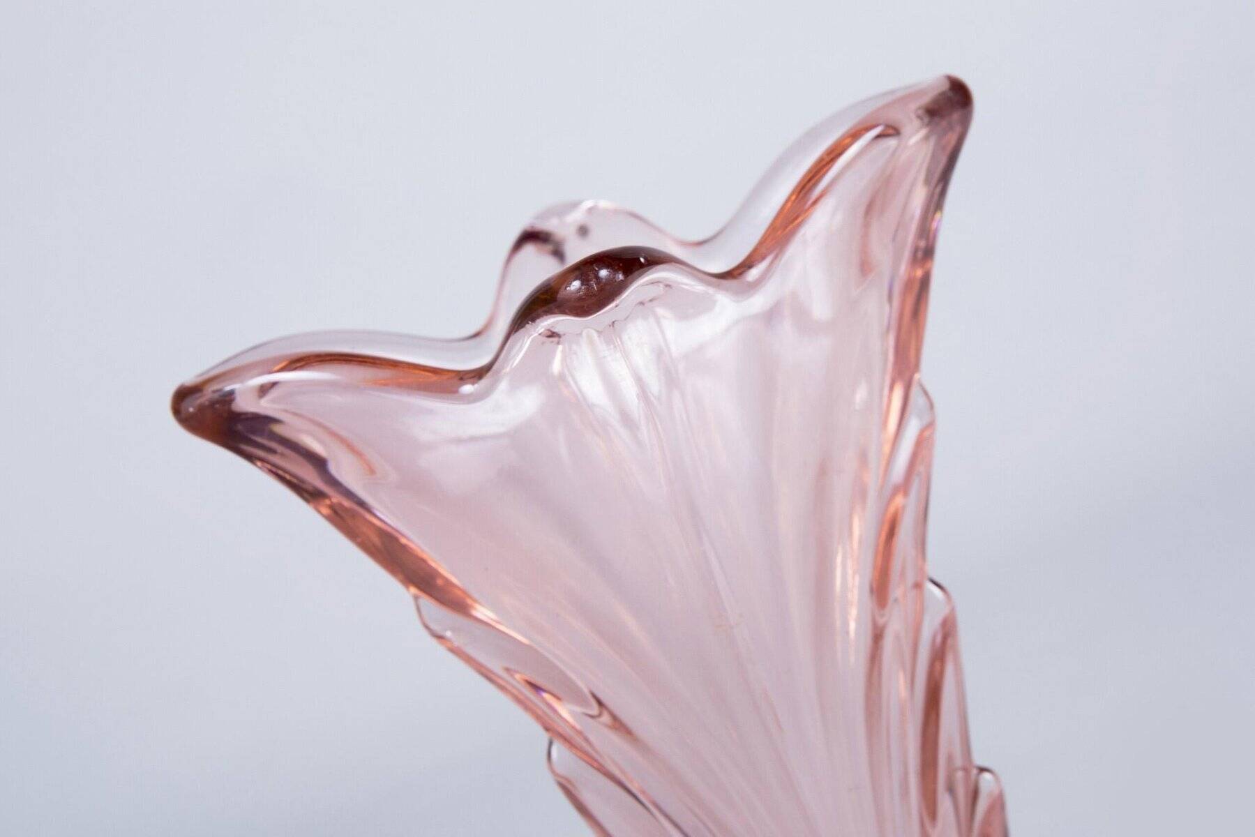 Art Deco Pink, Yellow and Orange Glass Vases, Bohemia, Set of 3