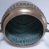 Large art deco stamped brass planter