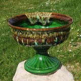 Coupe en faïence forme Médicis vert flammé