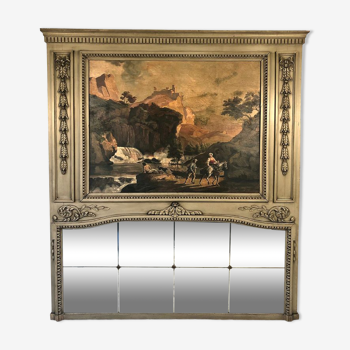 Trumeau style Louis XVI en bois laqué XIXème 196x172cm