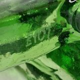 Set of six emerald glass knife holders signed Biot