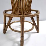 Pair of Postmodern Italian Round Bamboo Stools in the style of Agnoli