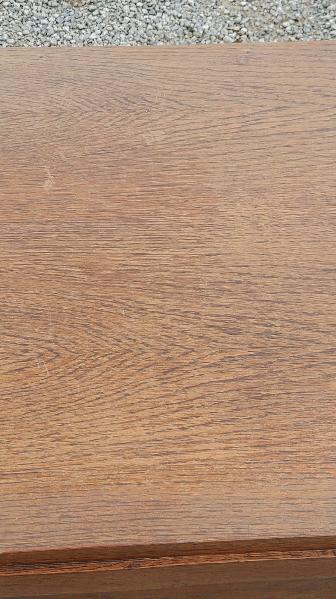 Commode vintage en chêne pieds compas 3 tiroirs des années 50