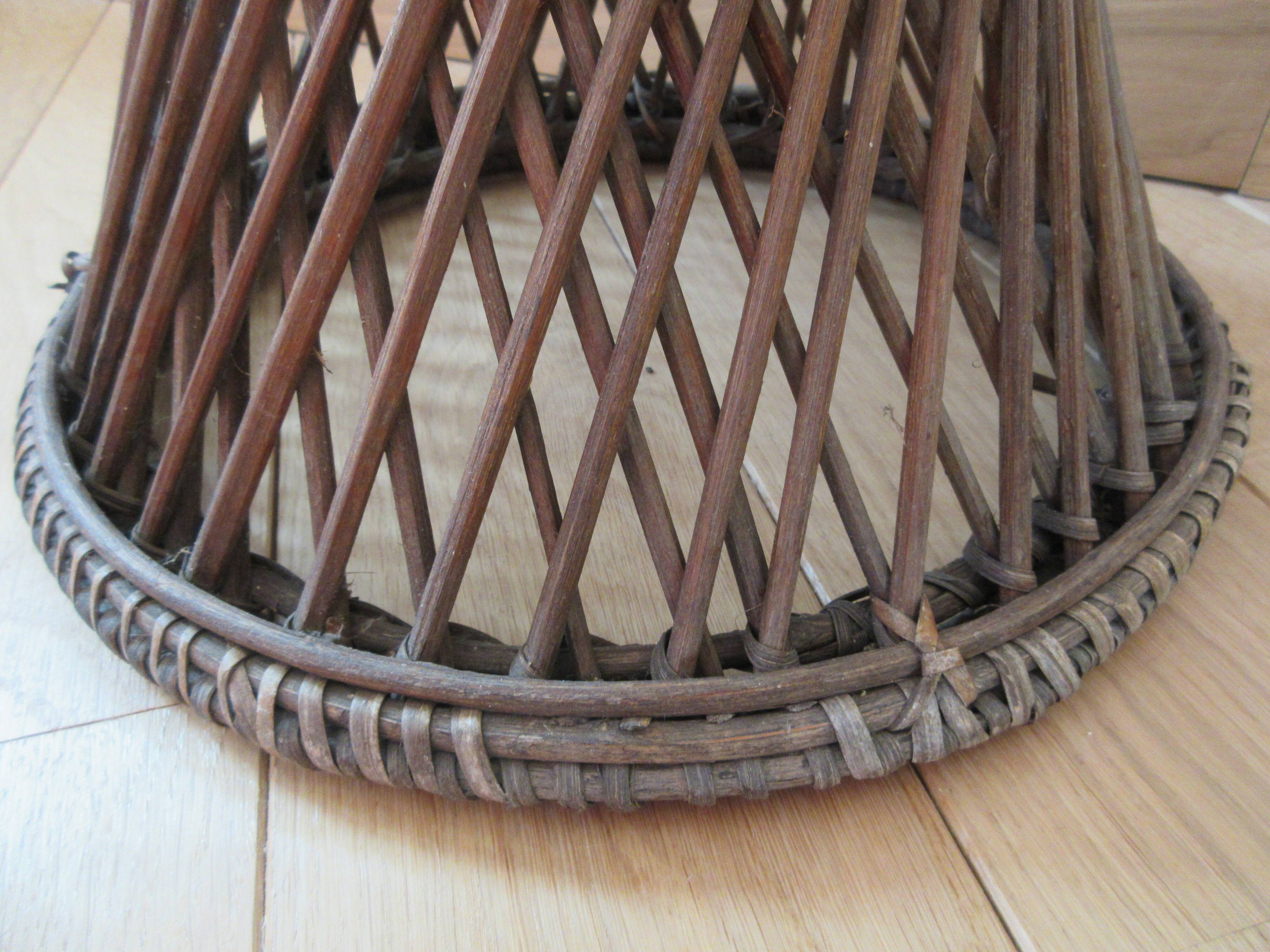 Vintage round wicker and canning side table
