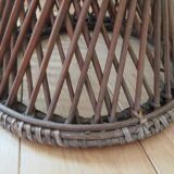 Vintage round wicker and canning side table