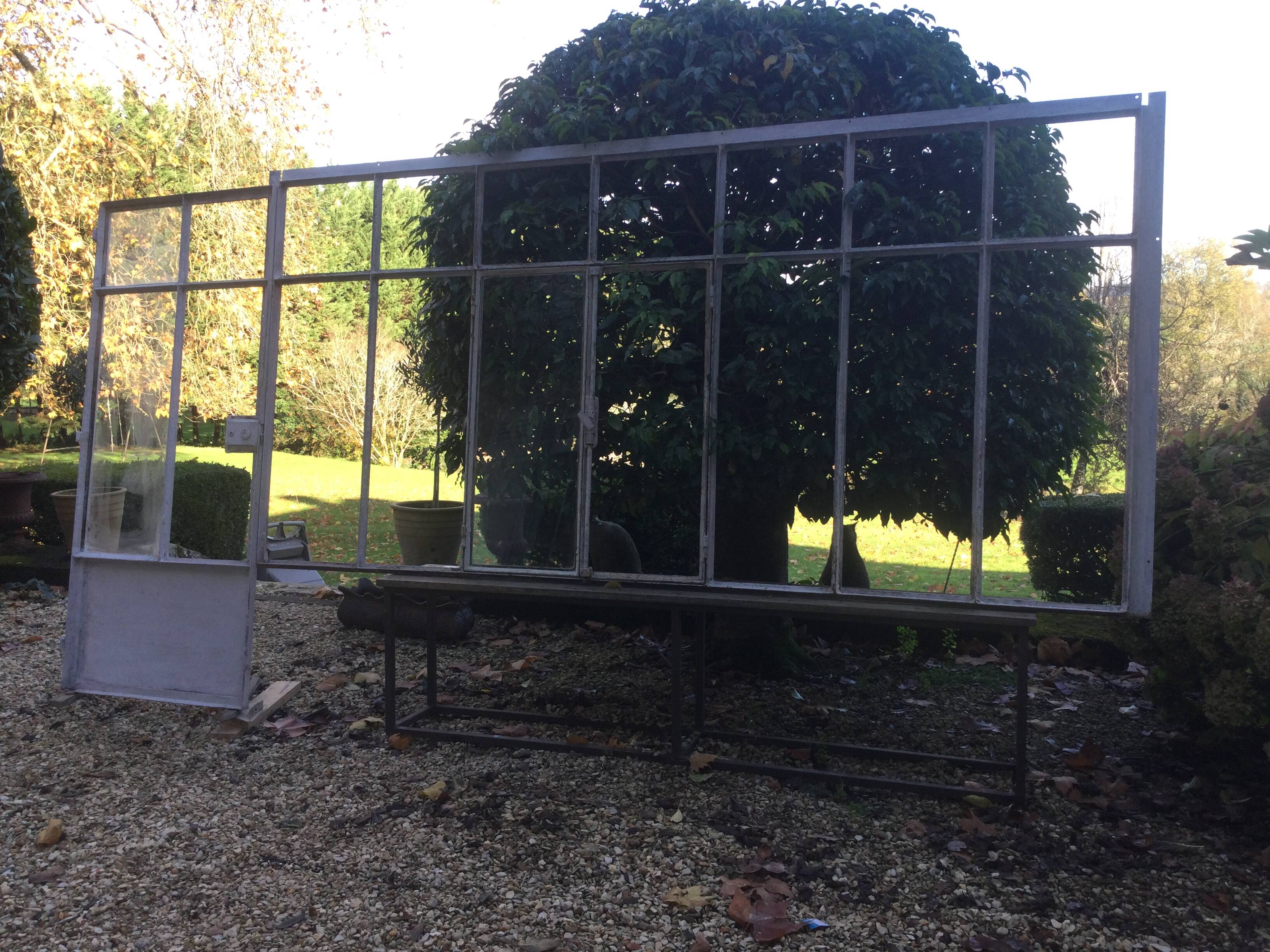 Old glass roof with door and window