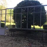 Old glass roof with door and window