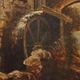 Old painting "Glimpse of a Landscape" oil on hardboard 1887