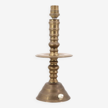 Lampe colonne dorée en laiton, années 60