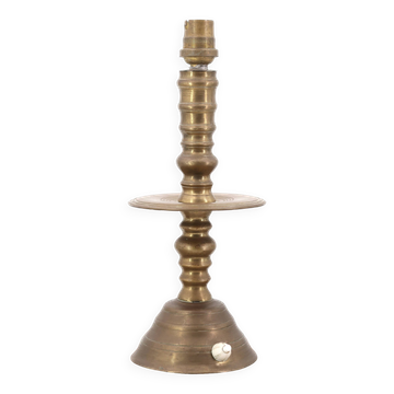 Lampe colonne dorée en laiton, années 60