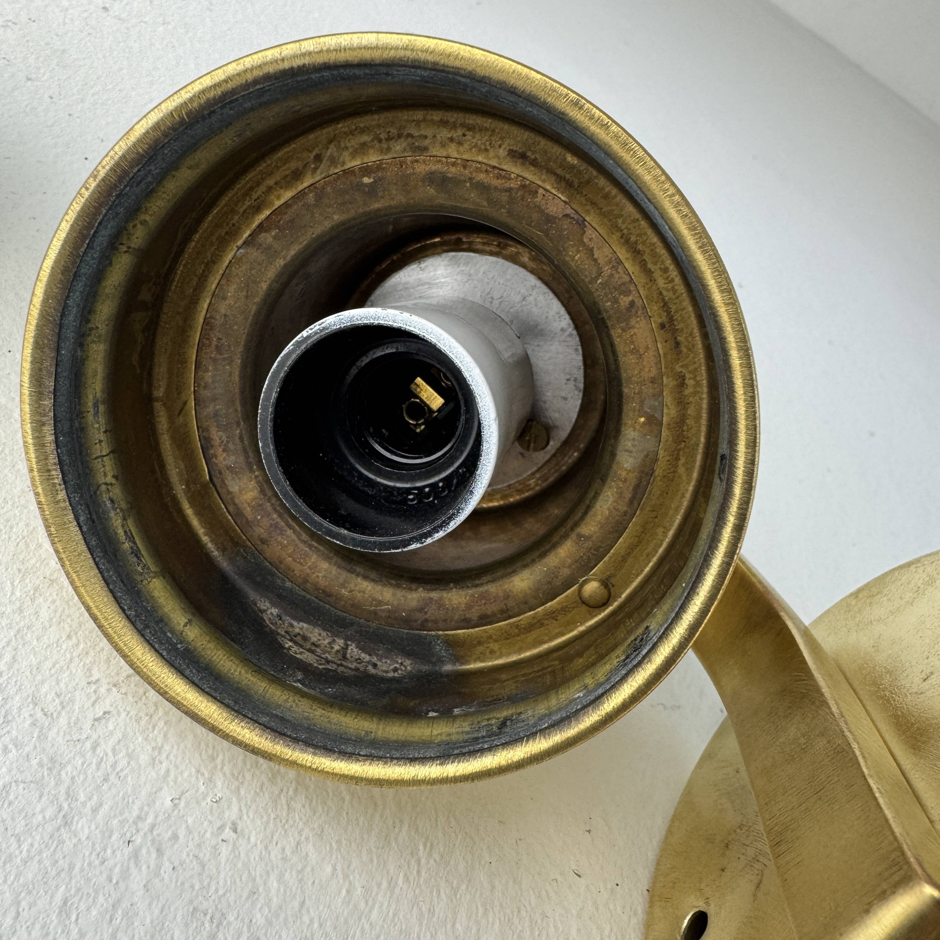 Antique small brass & opaline vintage wall sconce