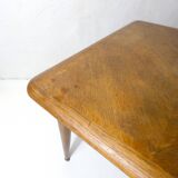 wooden side table with compass legs, 1950s/60s design