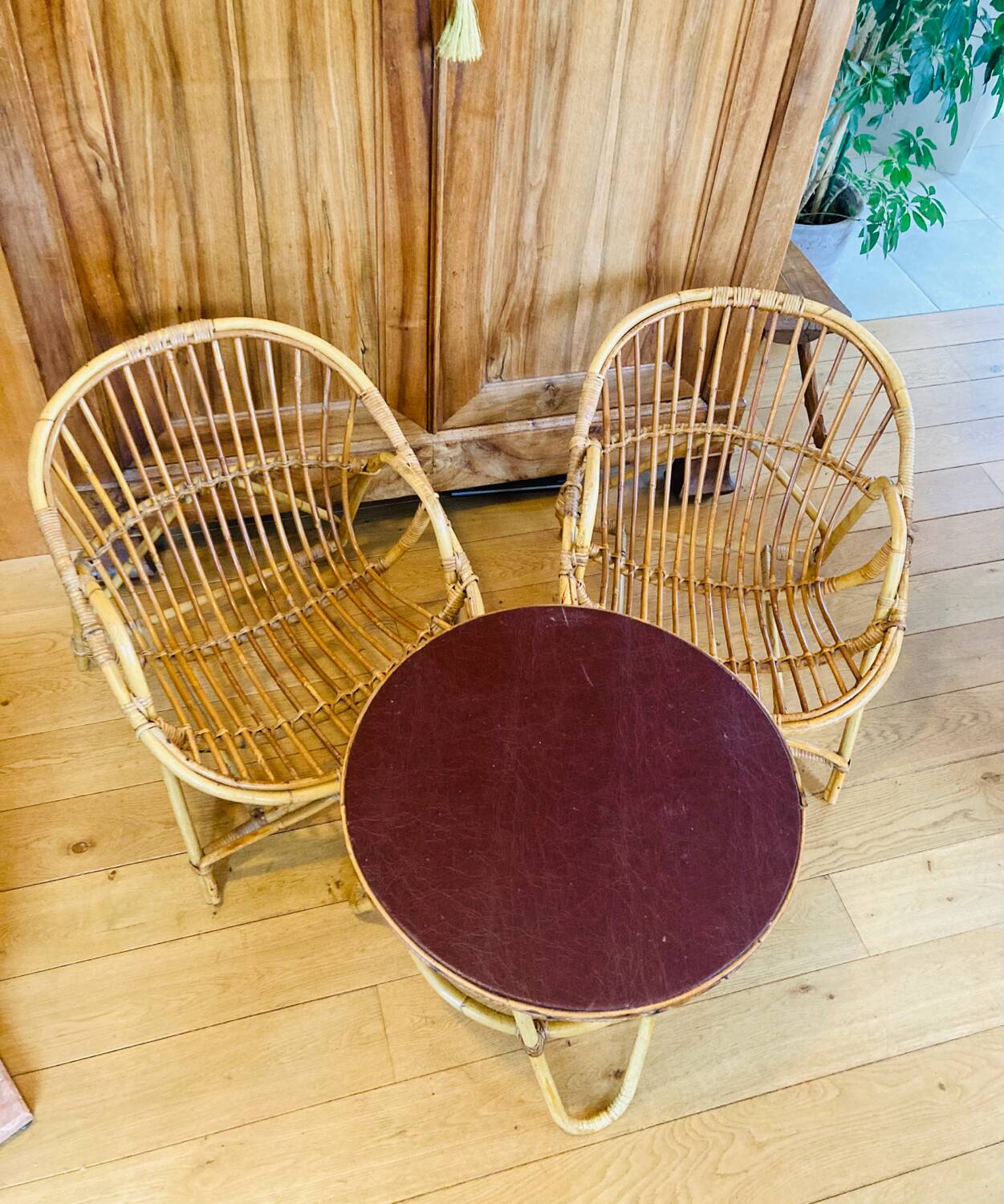 Mid-20th century rattan lounge for garden, terrace, veranda, etc.