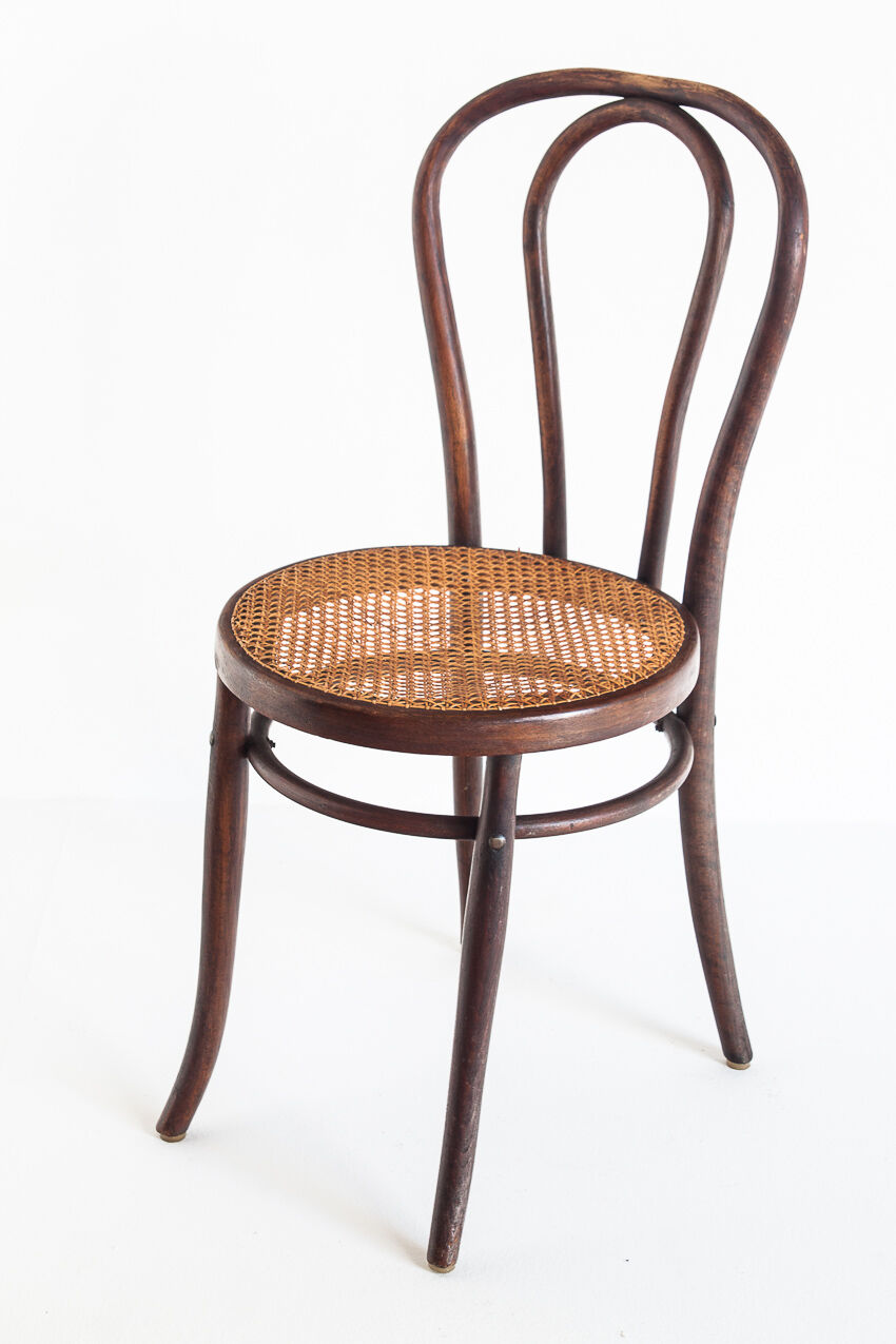 Set of 4 chairs. Bentwood and canning. Vintage. France, 50s