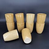 10 glazed stoneware cups signed Digoin