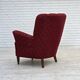 1960s, Danish armchair, original red furniture fabric.