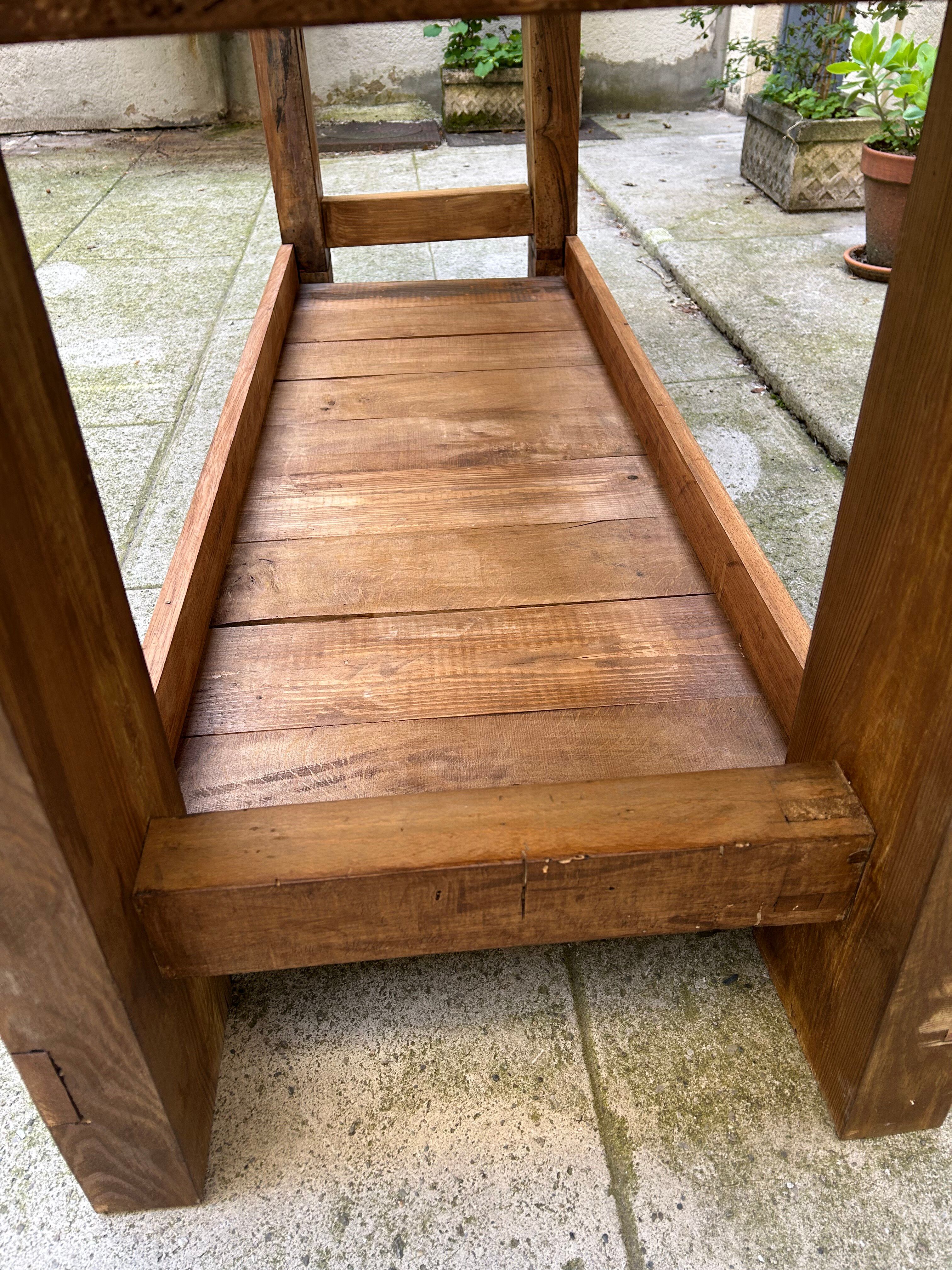 Old beech wood carpenter's workbench – over 100 years old – rustic style