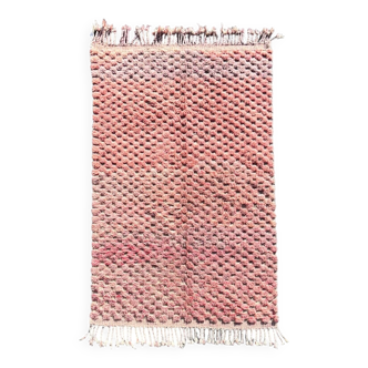 Grand Tapis Marocain Berbere Beni Ouarain Rose, idéal salon ou chambre, en laine, 170x290 cm