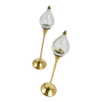 Two large oil lamp candle holders by Freddie Andersen, Midcentury, Denmark, 1970s.