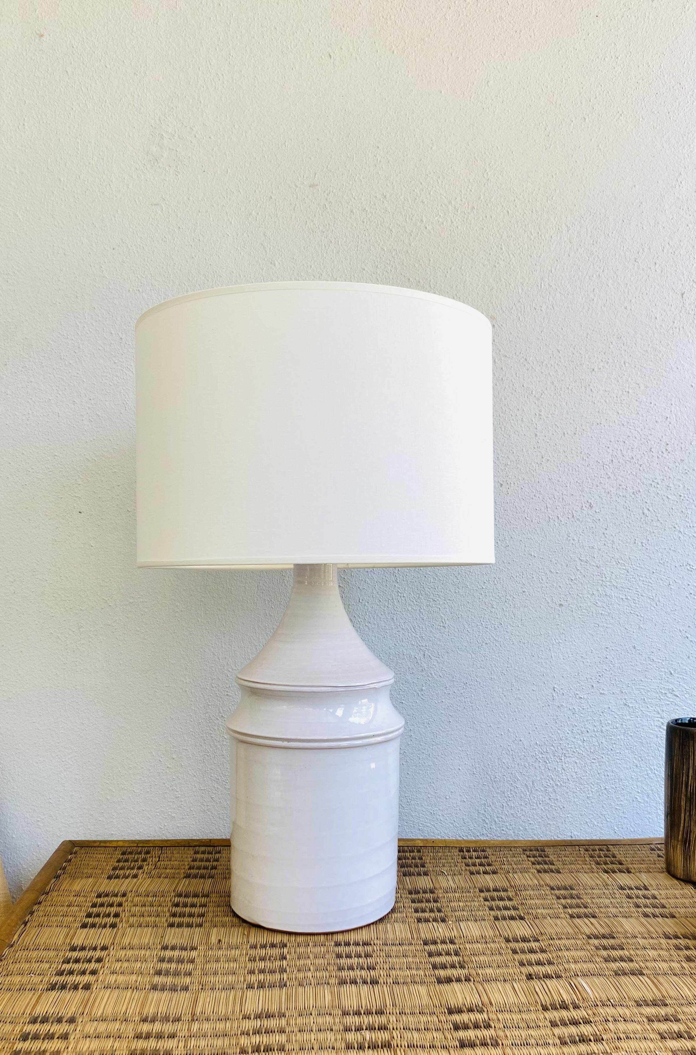 Ceramic lamp, fabric cable 2m, fabric shade