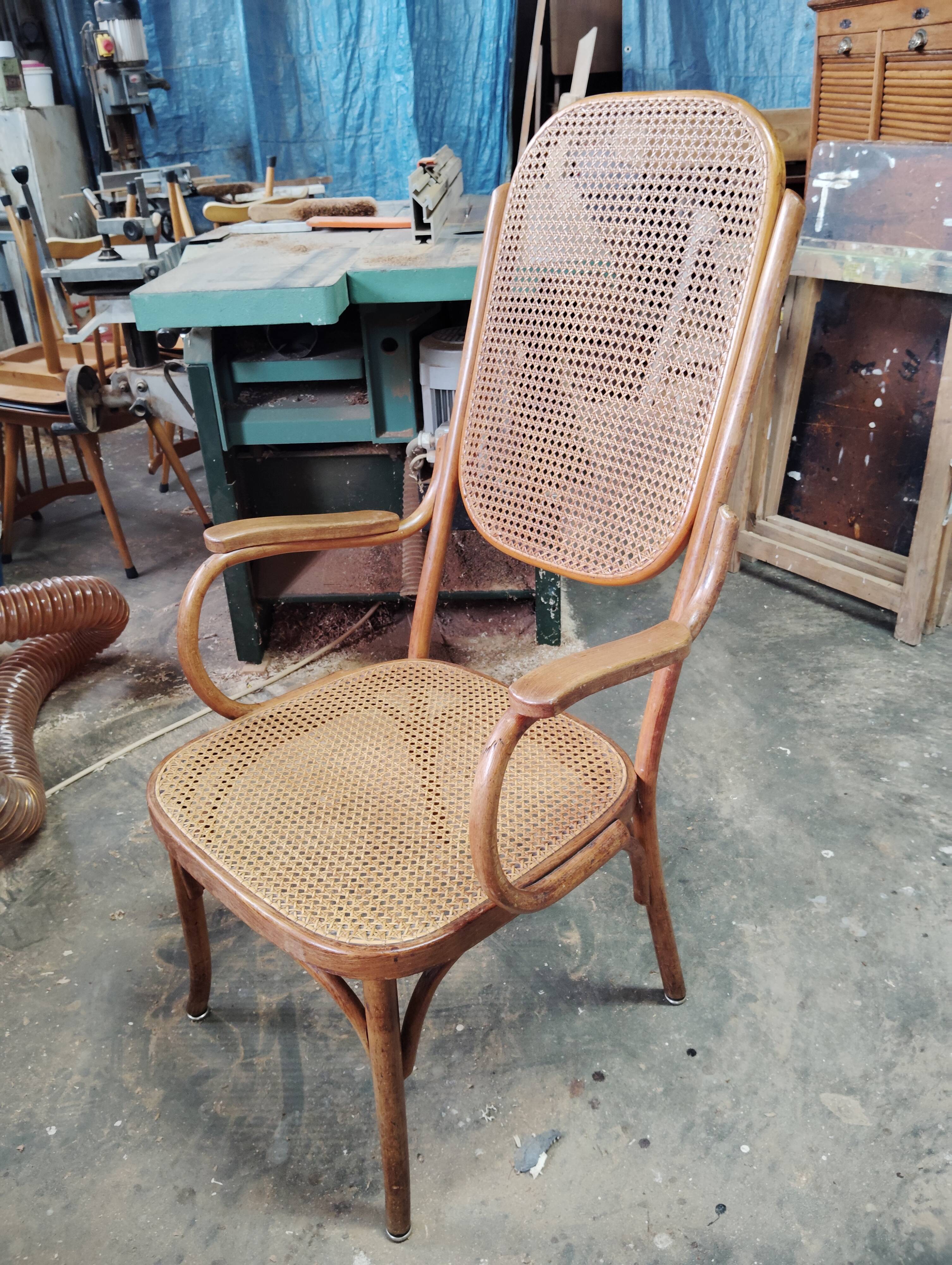 Bentwood and cane armchair attributed to Thonet.