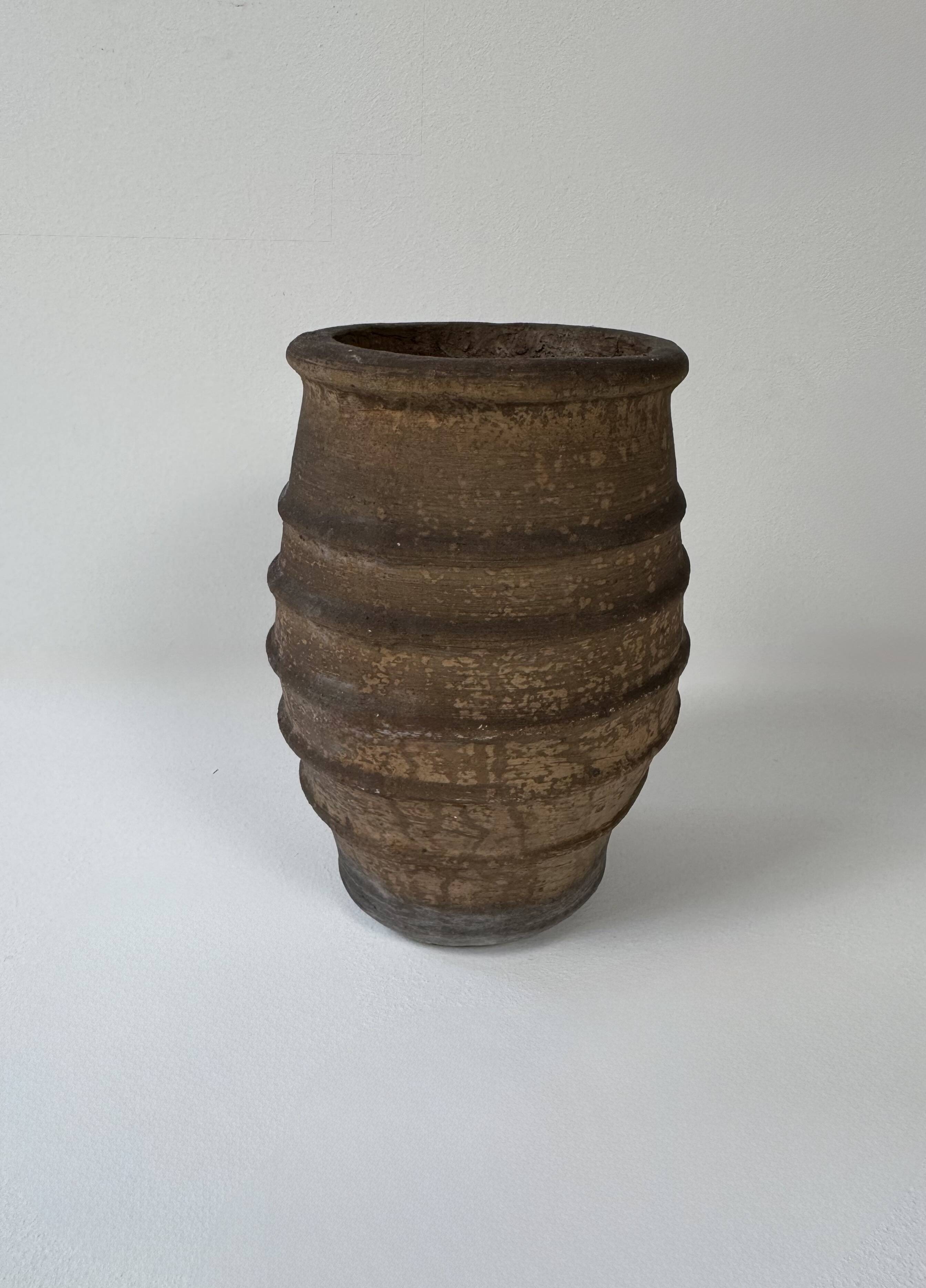 Vintage brown terracotta large vase, France, 1960.